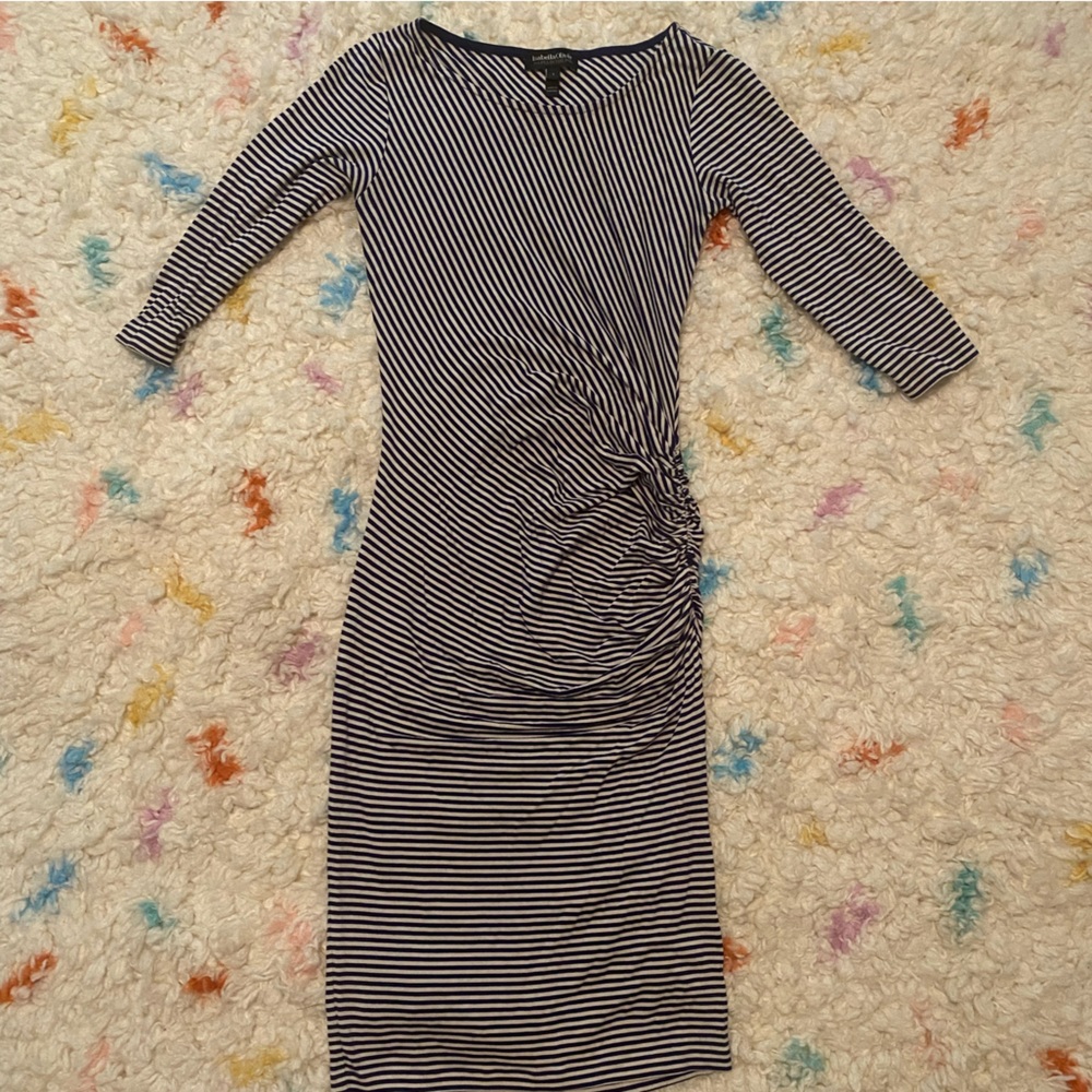Navy and white striped maternity dress. Super stretchy and comfy.